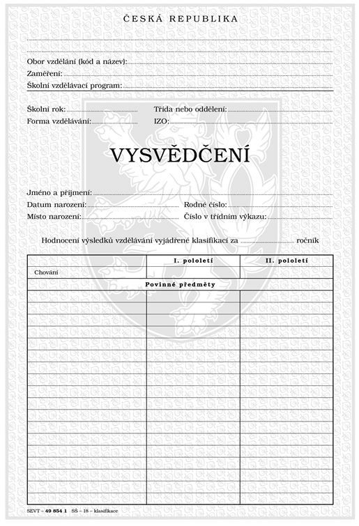 Ročníková vysvědčení