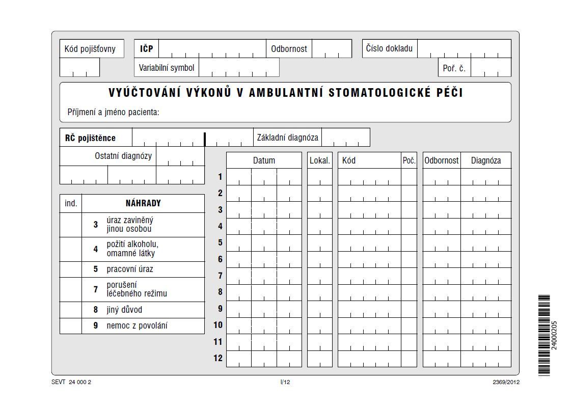 01S- Vyúčtování výkonů v ambulantní stomatologické péči