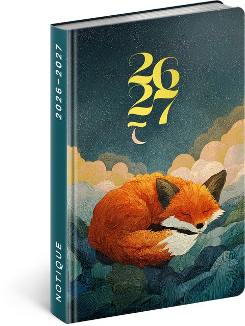 Obrázek produktu: 18měsíční diář Petito – Spící liška 2026/2027, 11 × 16 cm