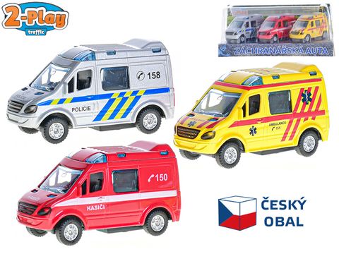 Obrázek produktu: 2-Play Traffic sada aut záchranných složek CZ 8 cm kov na zpětný chod, mix druhů
