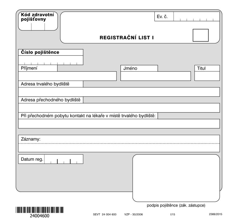 Levně 30- Registrační list - dvoulistá složka