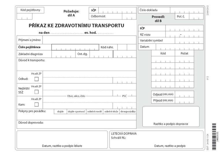 34- Příkaz ke zdravotnímu transportu