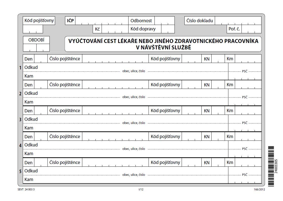 36- Vyúčtování cest lékaře nebo jiného zdravotního pracovníka v návštěvní službě