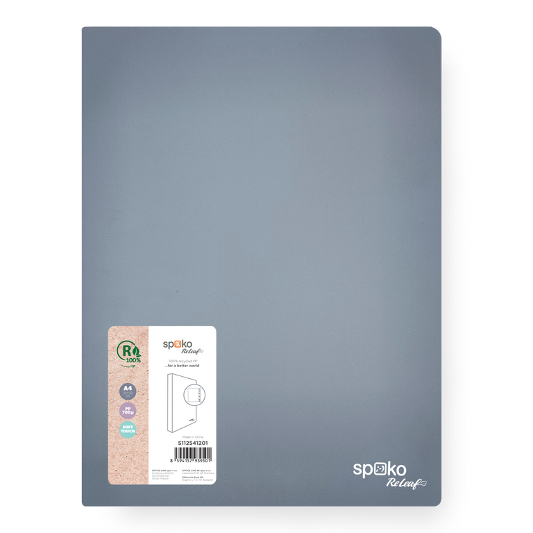 4-Kroužkový pořadač Spoko ReLeaf A4 PP 3,5 cm - šedý