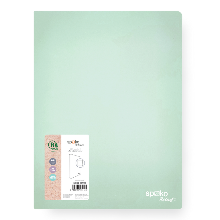 4-Kroužkový pořadač Spoko ReLeaf A4 PP 3,5 cm - zelený