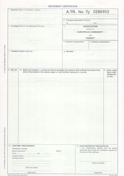 Obrázek produktu: A.TR - Průvodní osvědčení pro Turecko samopropis