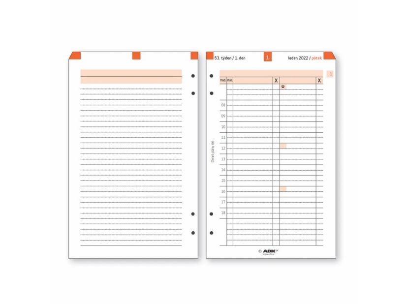 ADK Denní plán termínovaný A6 2026 (365 listů)