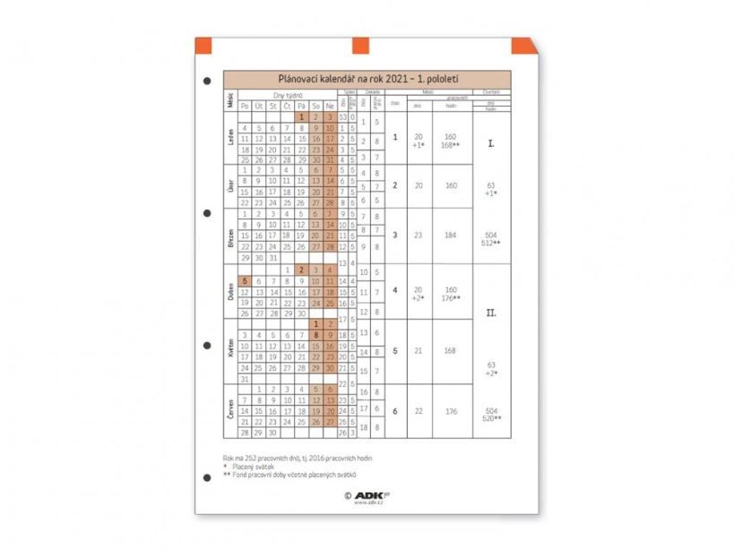 ADK Plánovací kalendář A4 2026 (1 list)