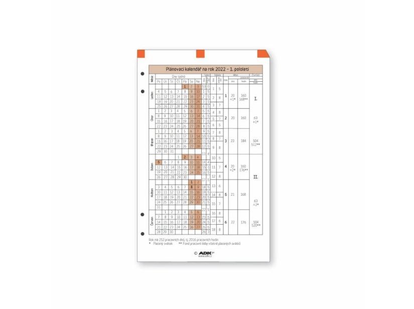 ADK Plánovací kalendář A6 2026 (1 list)