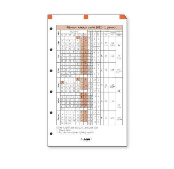 ADK Plánovací kalendář A7 2026 (1 list)