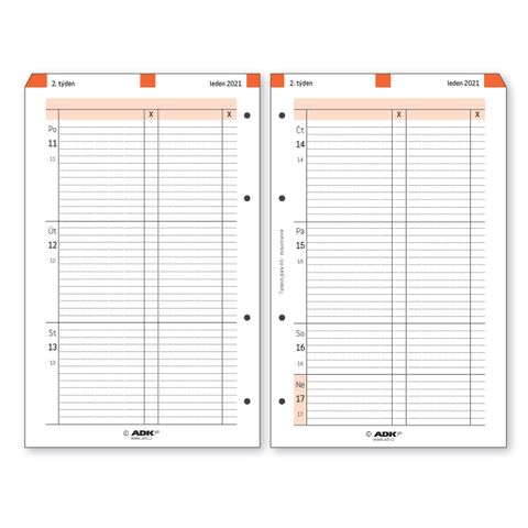 Obrázek produktu: ADK Týdenní plán A5 dvoustranný 2026 (53 listů)