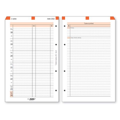 Obrázek produktu: ADK Týdenní plán A5 levý 2026 (53 listů)
