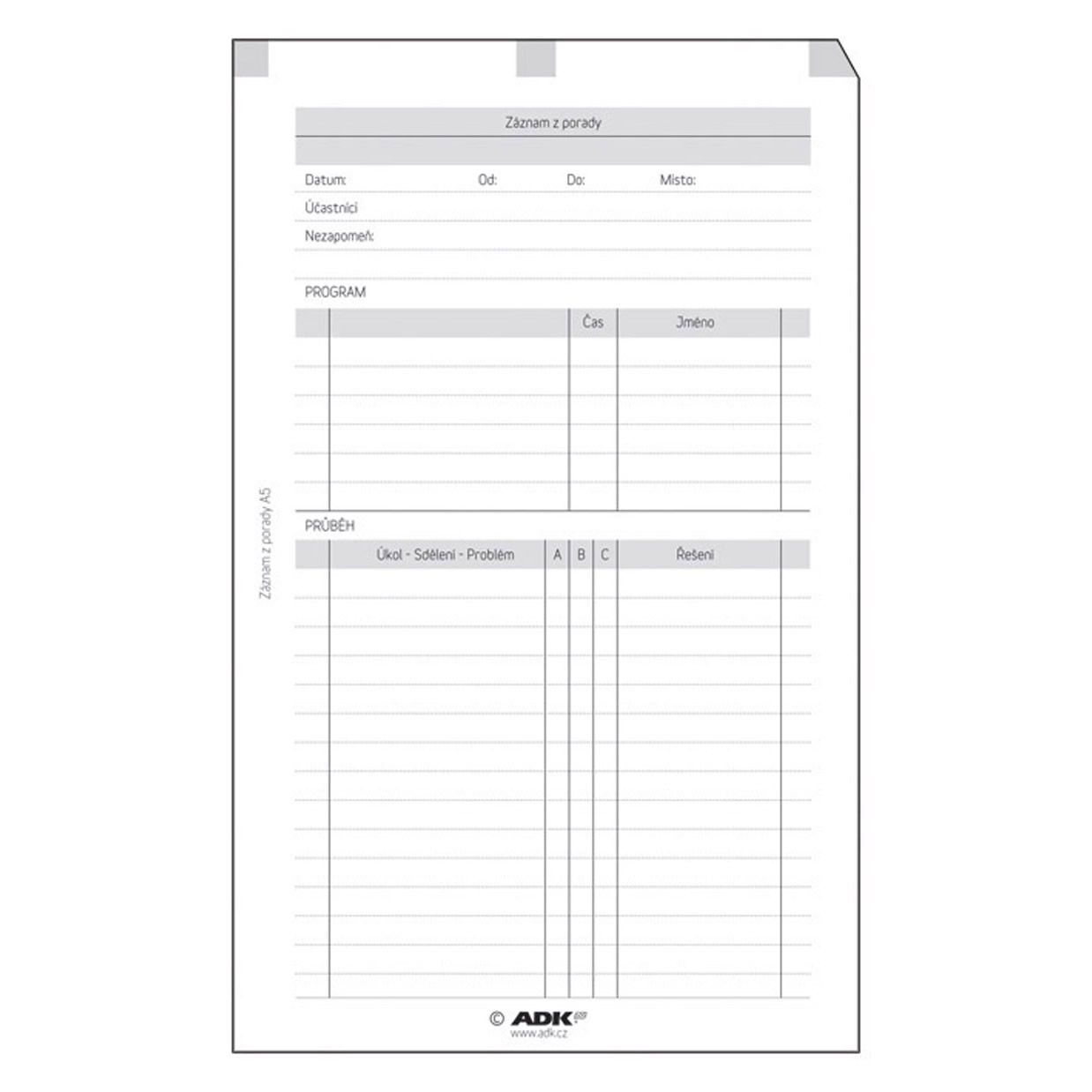 ADK Záznam z porady A5 (20 listů)