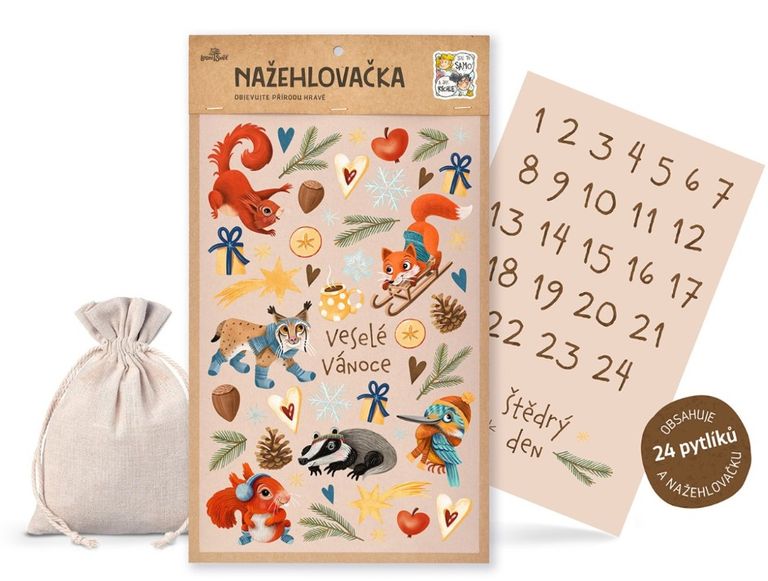 Adventní kalendář - sada pytlíčků (24 ks) + Nažehlovačka
