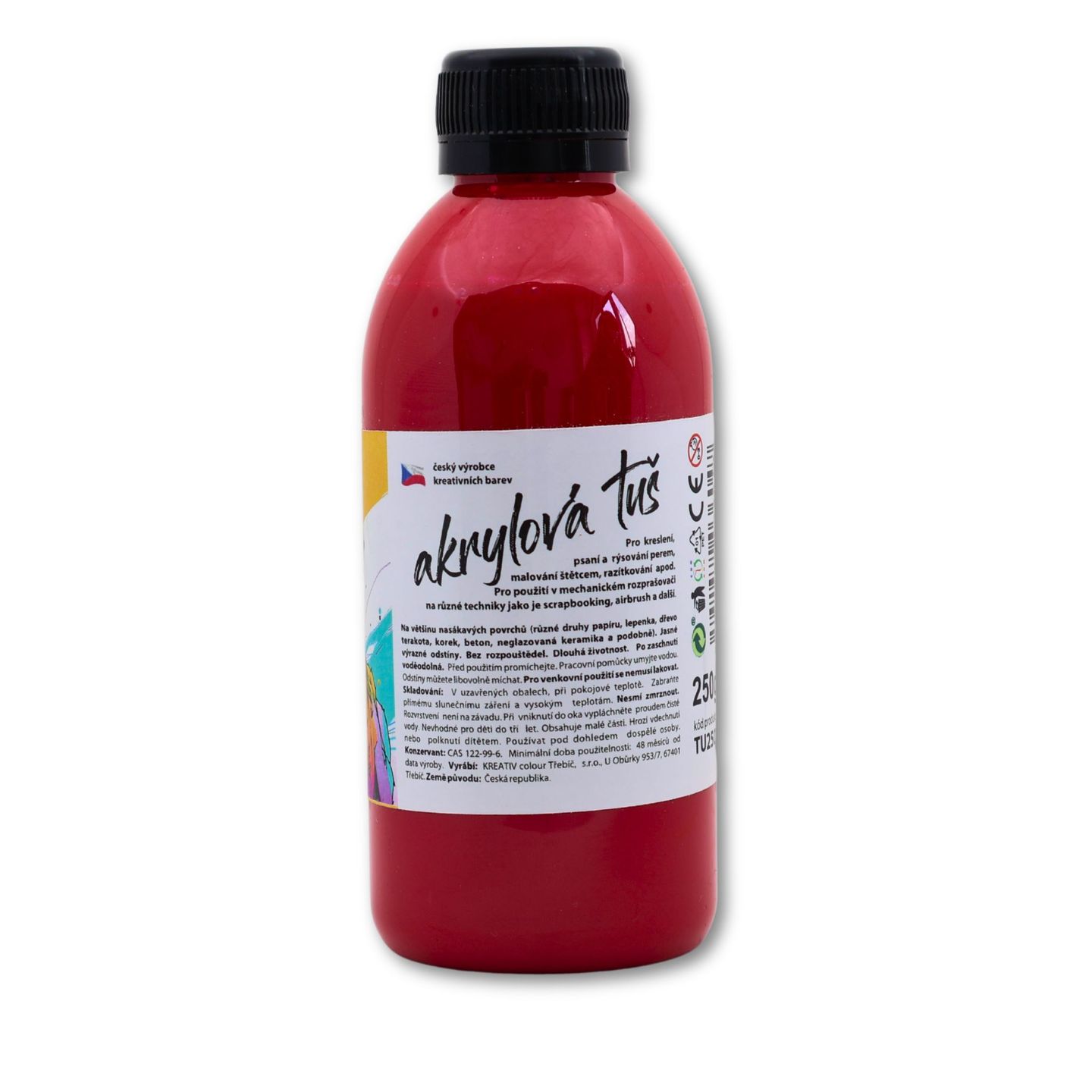 Akrylátová tuš tmavě červená - 250 g