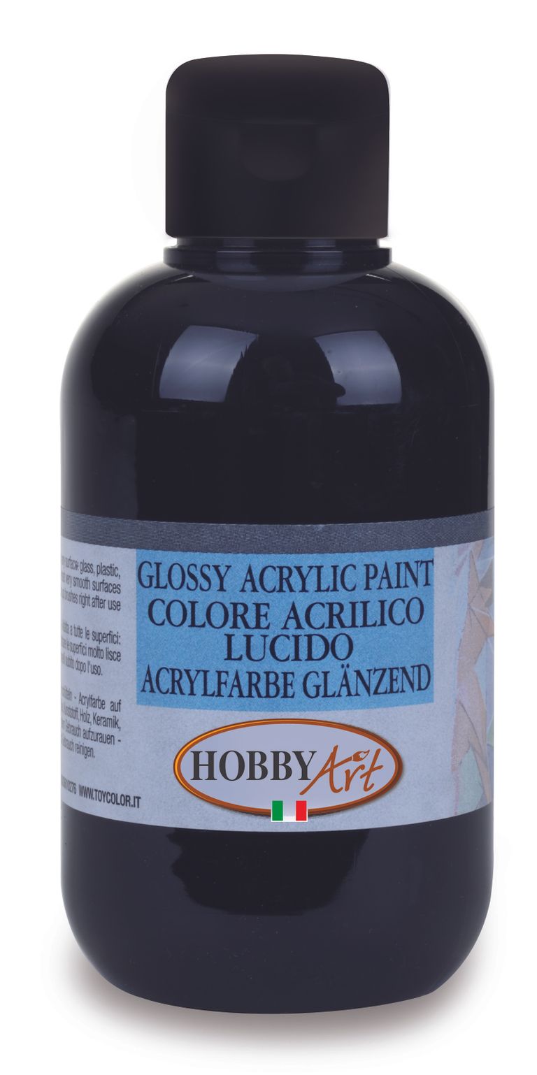 Akrylová barva Hobby Art, lesklá 250 ml - černá