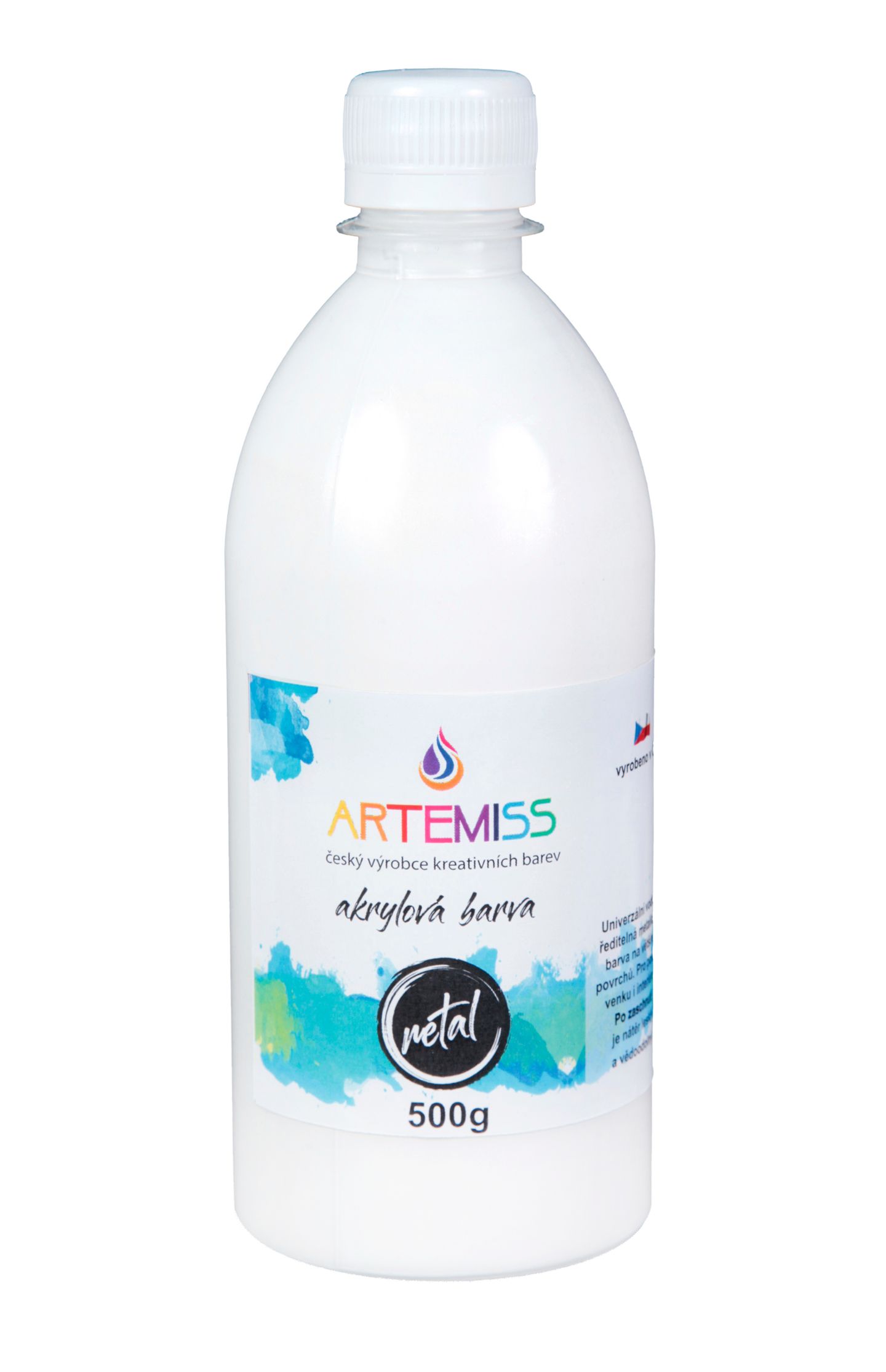 Akrylová metalická barva - bílá, 500 g