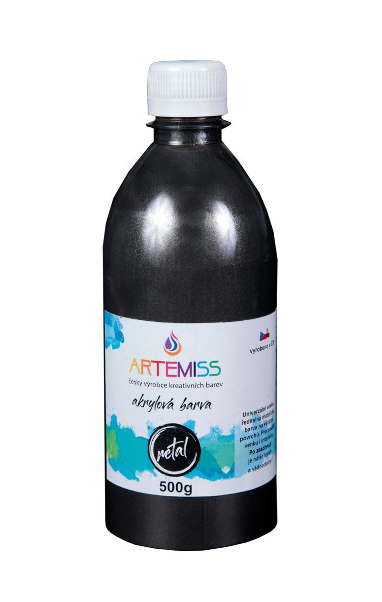 Levně Akrylová metalická barva - černá, 500 g
