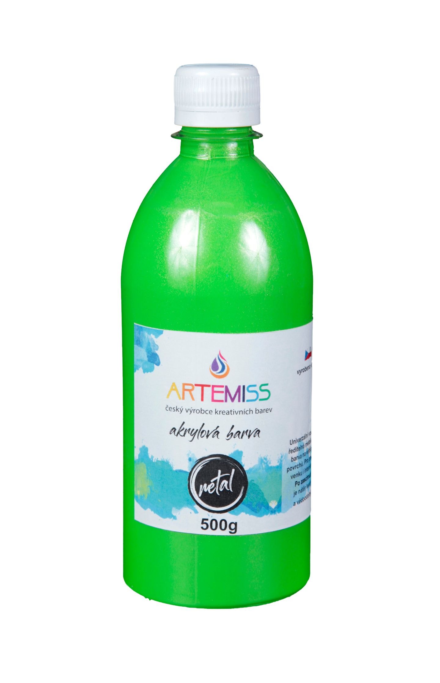 Akrylová metalická barva - hrášková zelená, 500g