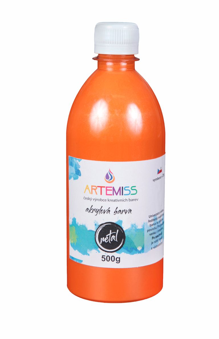 Levně Akrylová metalická barva - oranžová, 500g