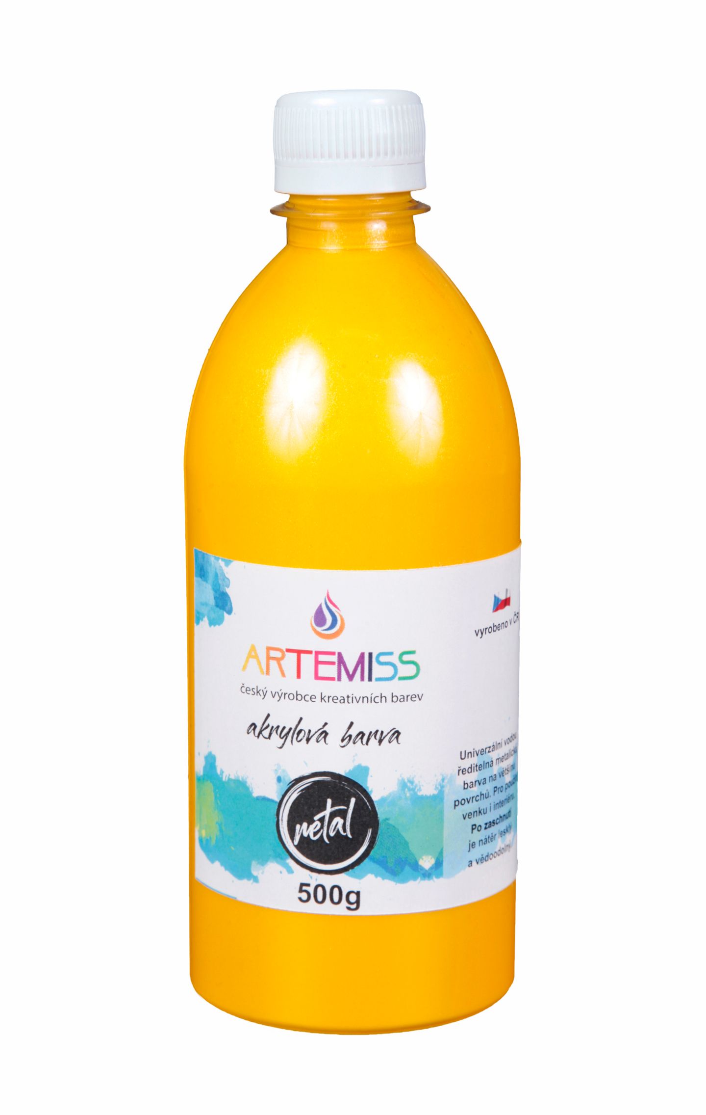 Akrylová metalická barva - pomerančová, 500g