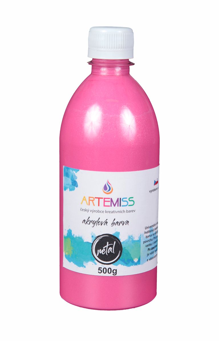 Levně Akrylová metalická barva - růžová, 500g