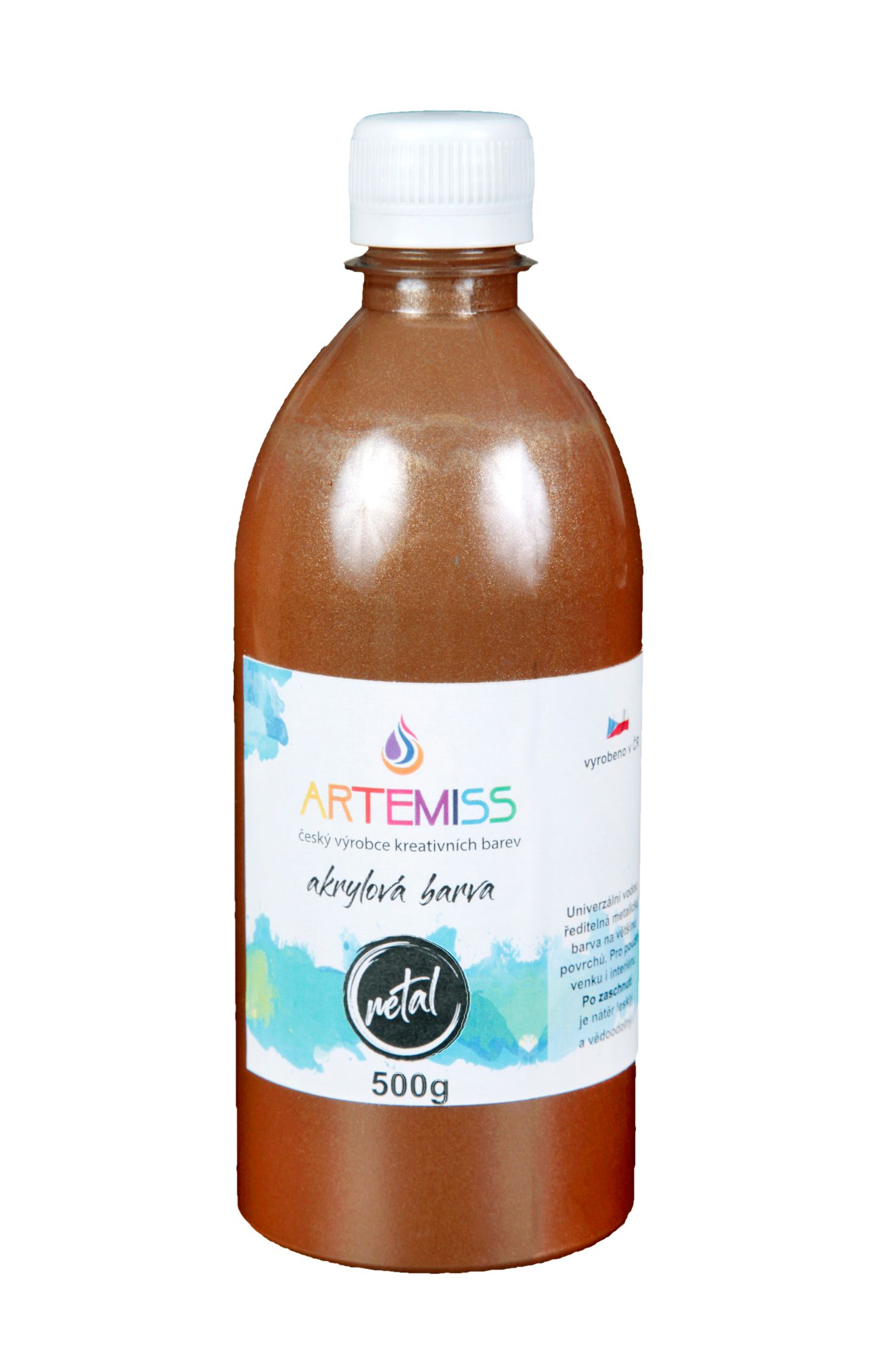 Akrylová metalická barva - světle hnědá, 500g
