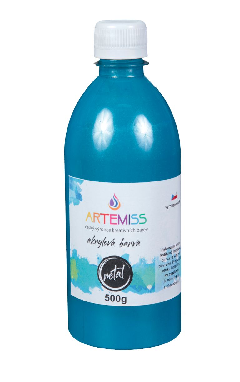 Levně Akrylová metalická barva - tyrkysová, 500g