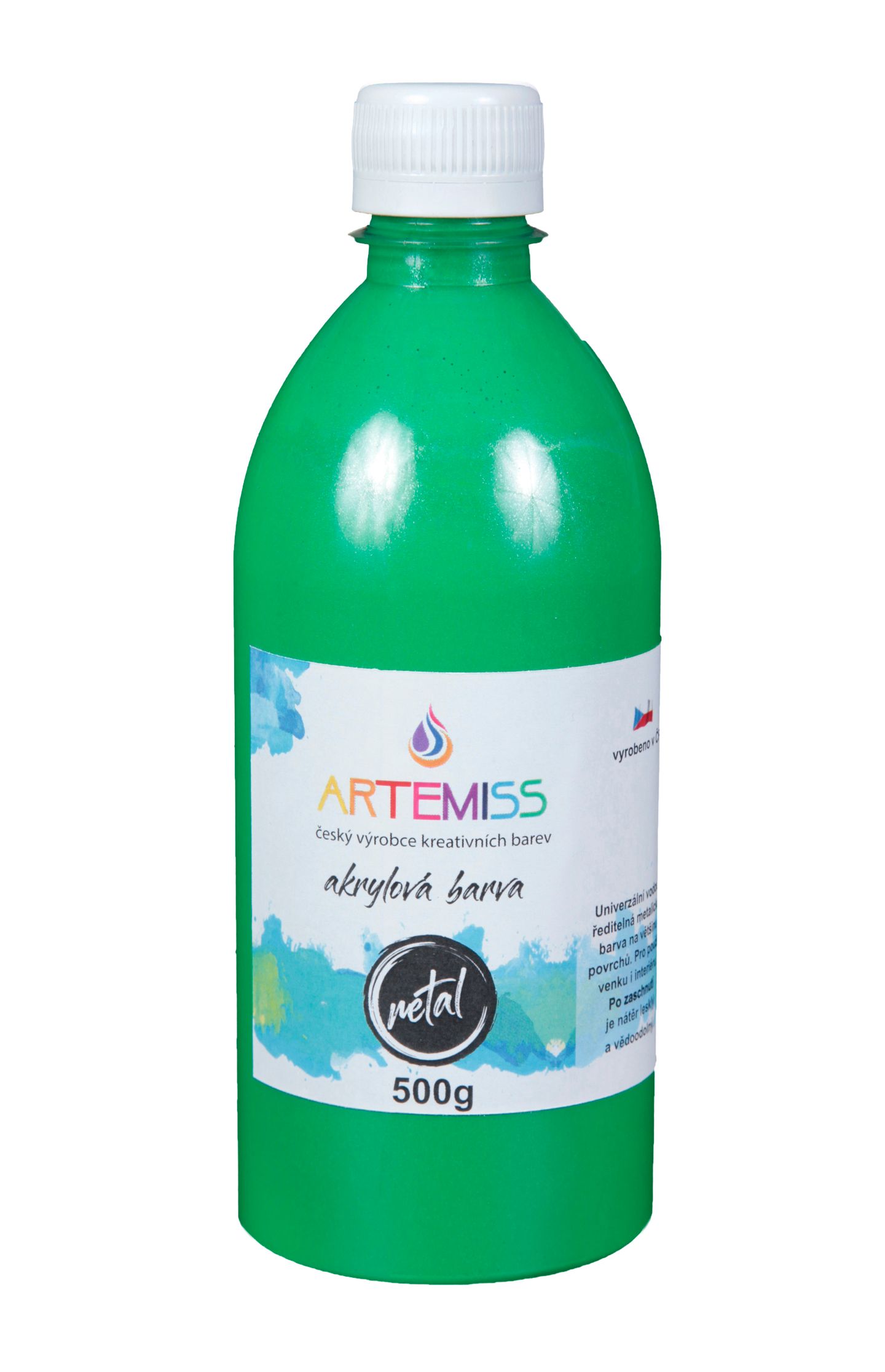 Akrylová metalická barva - zelená, 500g