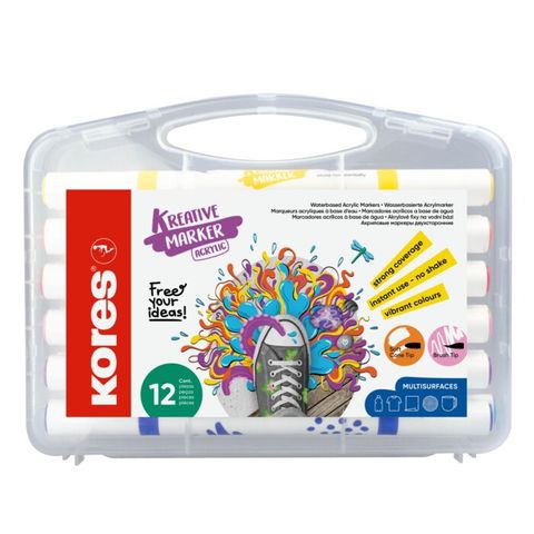 Obrázek produktu: Akrylové popisovače Kores Kreative Marker, oboustranné - 12 barev