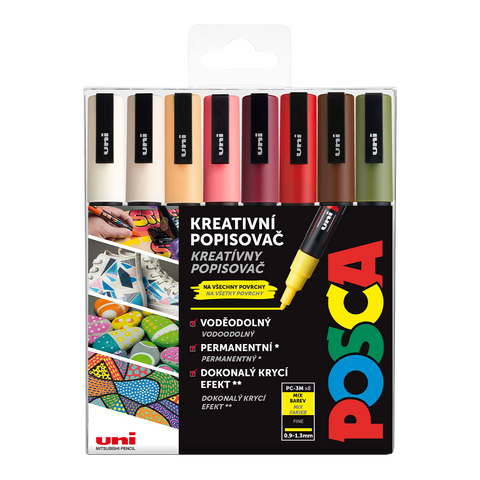 Obrázek produktu: Akrylové popisovače POSCA Autumn, PC-3M - 0,9-1,3 mm - 8 zemitých barev