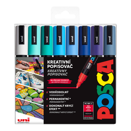 Obrázek produktu: Akrylové popisovače POSCA Oceán, PC-5M - 1,8-2,5 mm - 8 mořských barev