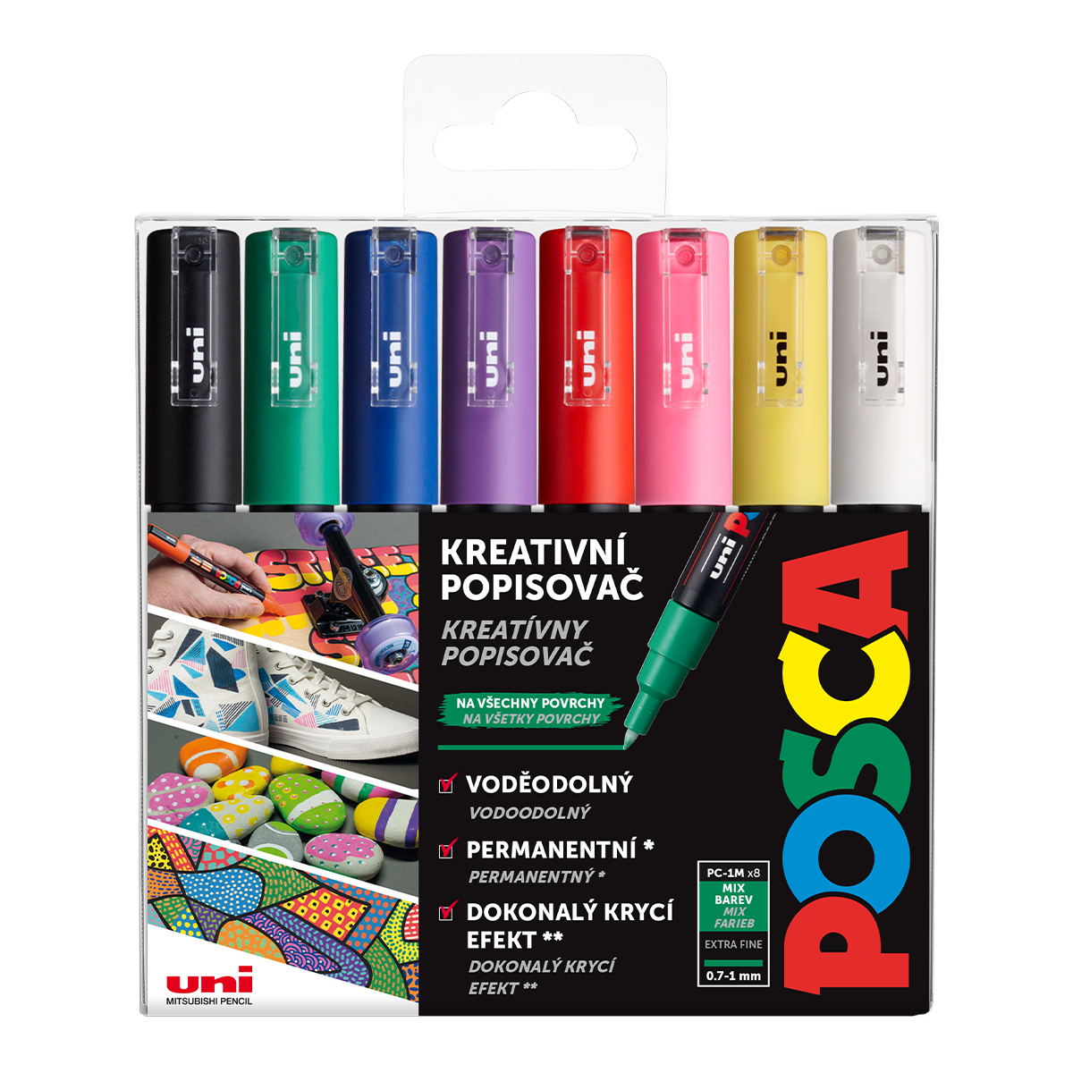 Akrylové popisovače POSCA, PC-1M, 0,7–1 mm - 8 barev