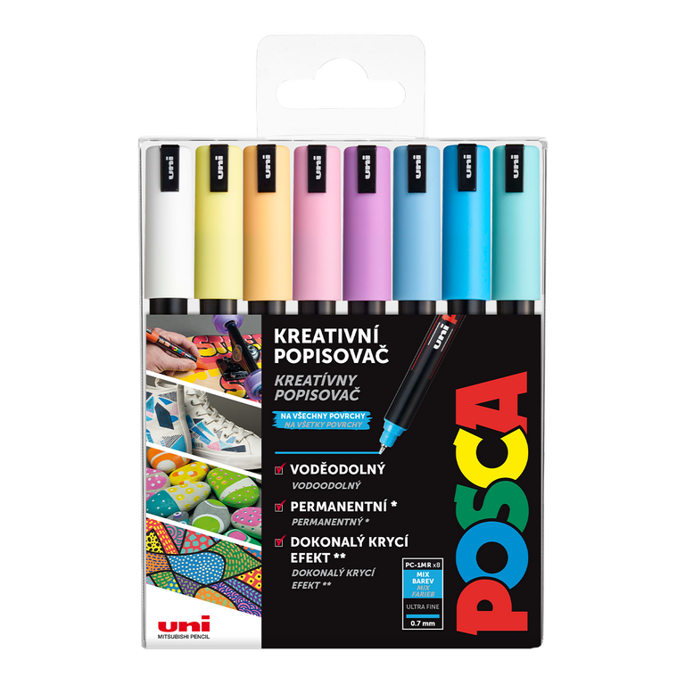 POSCA akrylový popisovač PC-1MR Sada pastelových barev 8 kusů POSCA