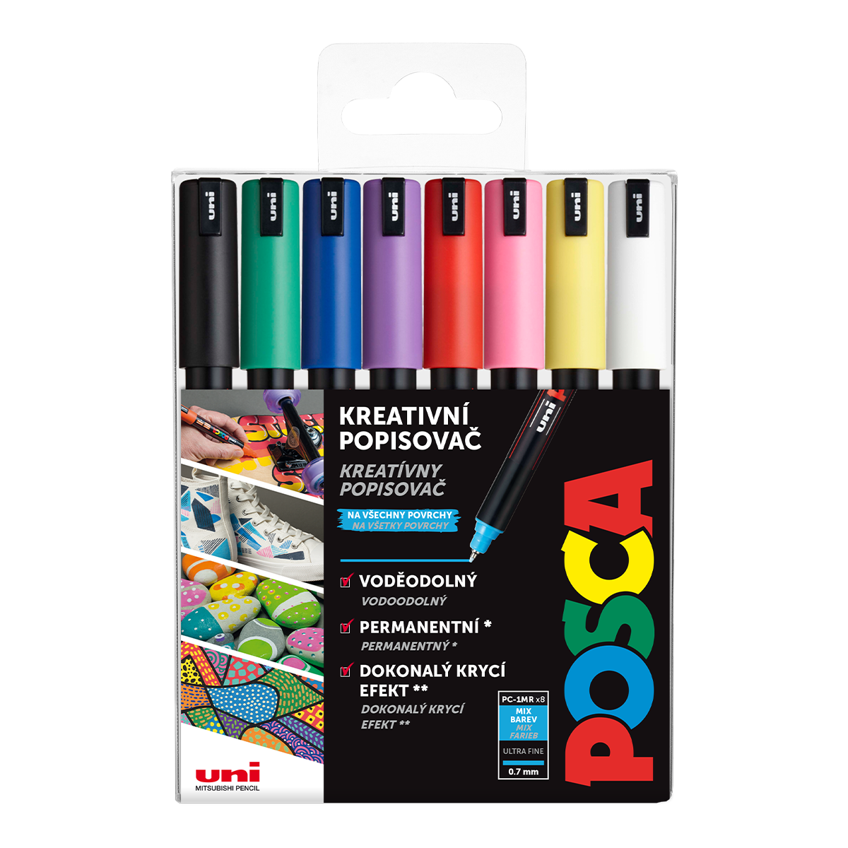 Akrylové popisovače POSCA, PC-1MR - mix 8 základních barev
