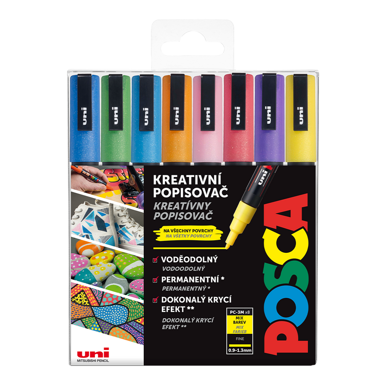 POSCA Sada akrylových popisovačů - třpytivé barvy 8 ks OFFICE LINE spol. s r.o.