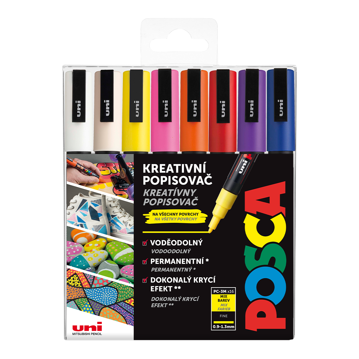 Akrylové popisovače POSCA, PC-3M - mix 16 barev