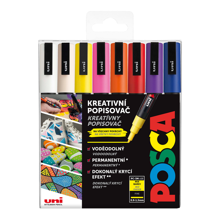 POSCA akrylový popisovač PC-3M MIX barev 16 kusů POSCA