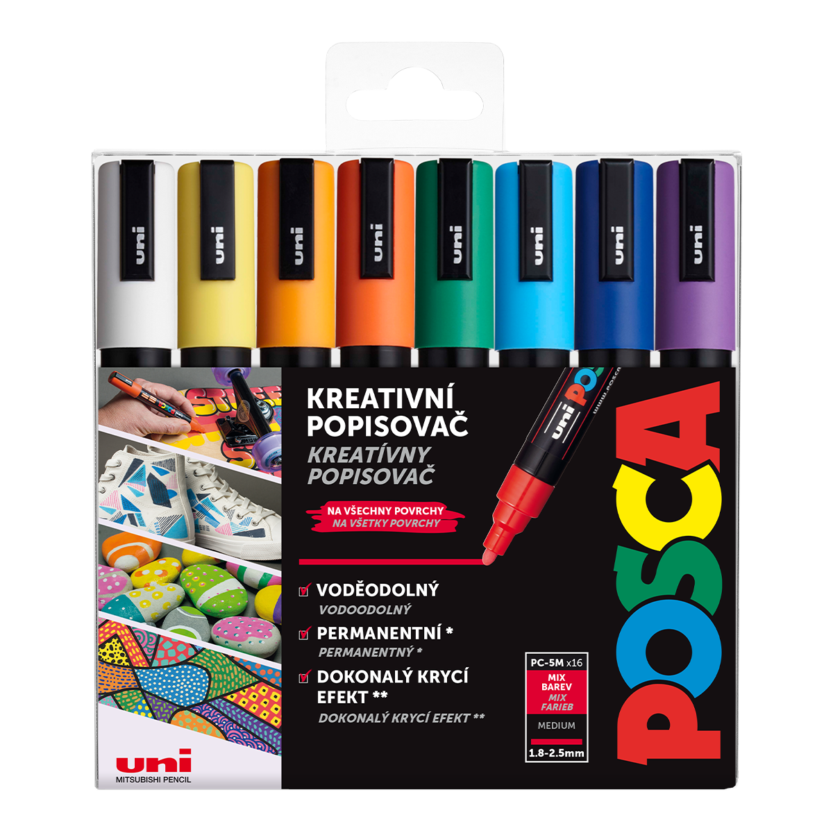 Akrylové popisovače POSCA, PC-5M - 1,8-2,5 mm - 16 barev