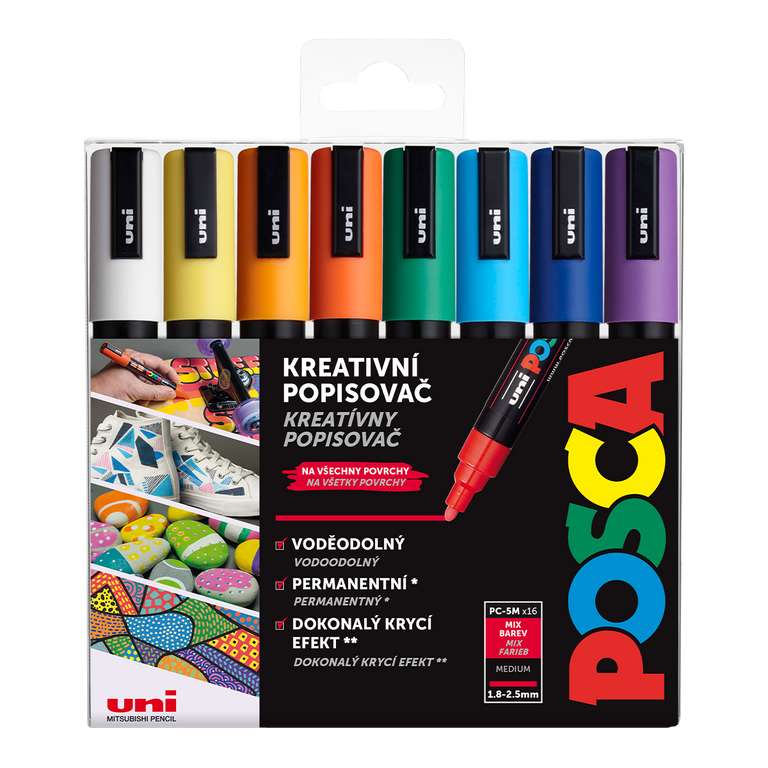 POSCA akrylový popisovač PC-5M Sada základních barev 16 ks POSCA