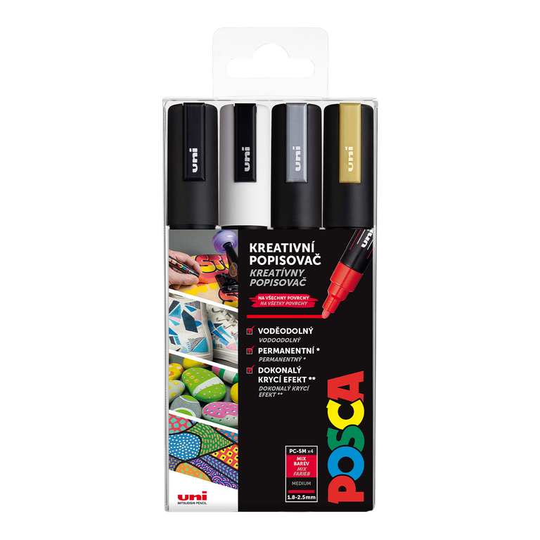 POSCA akrylový popisovač PC-5M Sada 4 barev POSCA
