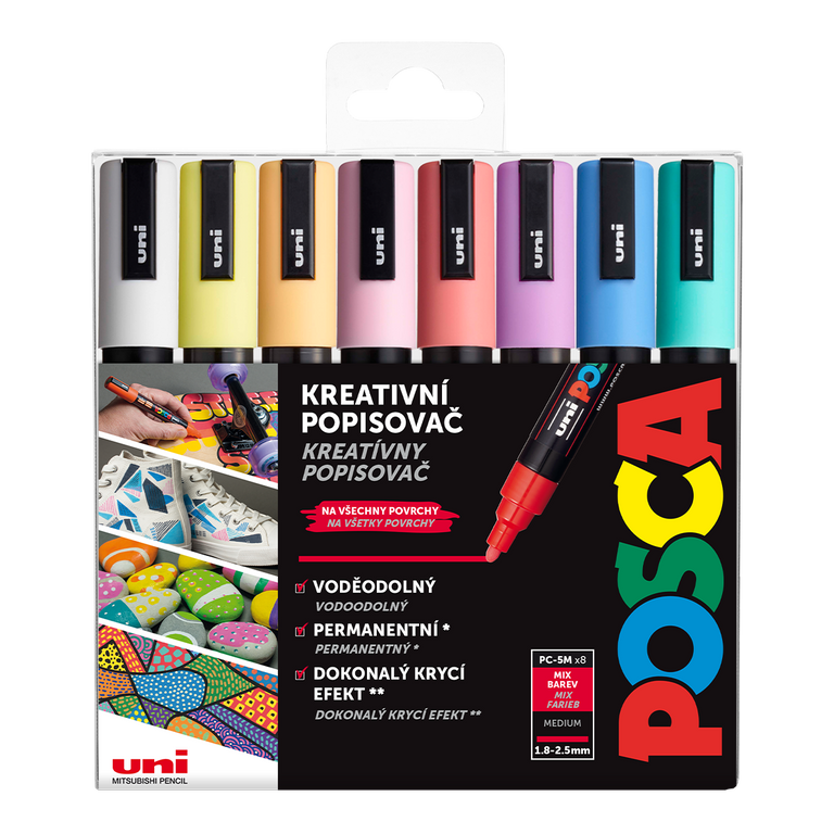 POSCA akrylový popisovač PC-5M Sada pastelových barev 8 ks POSCA