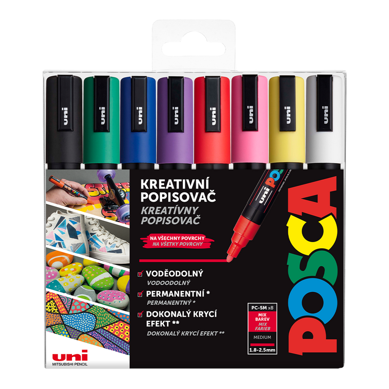 POSCA akrylový popisovač PC-5M Sada základních barev 8 ks POSCA