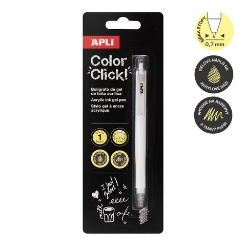 Obrázek produktu: Akrylový gelový roller APLI - Color Click, 1 ks, blistr, bílý