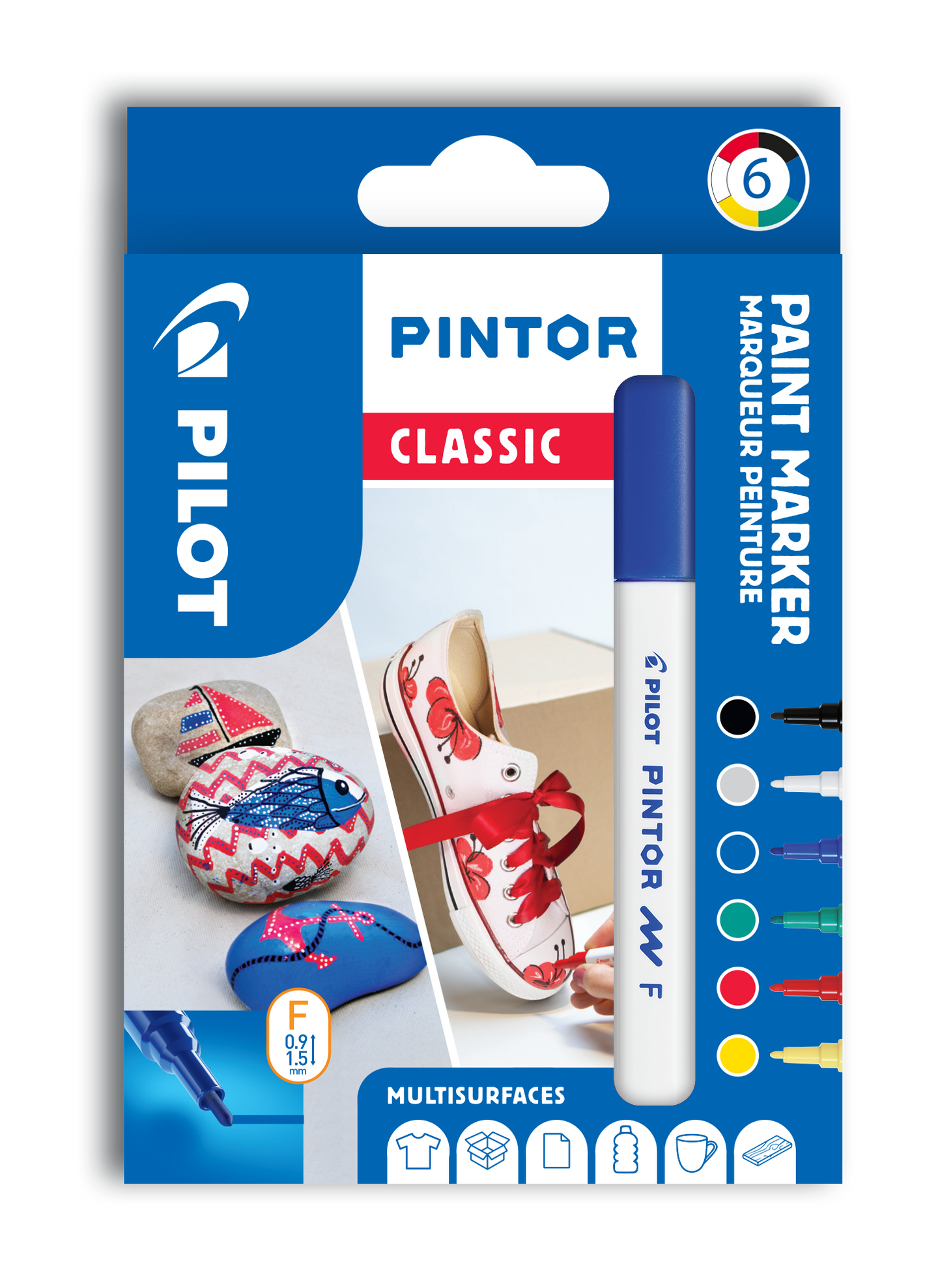 Akrylový popisovač Pilot Pintor, Fine, sada 6 ks, Classic