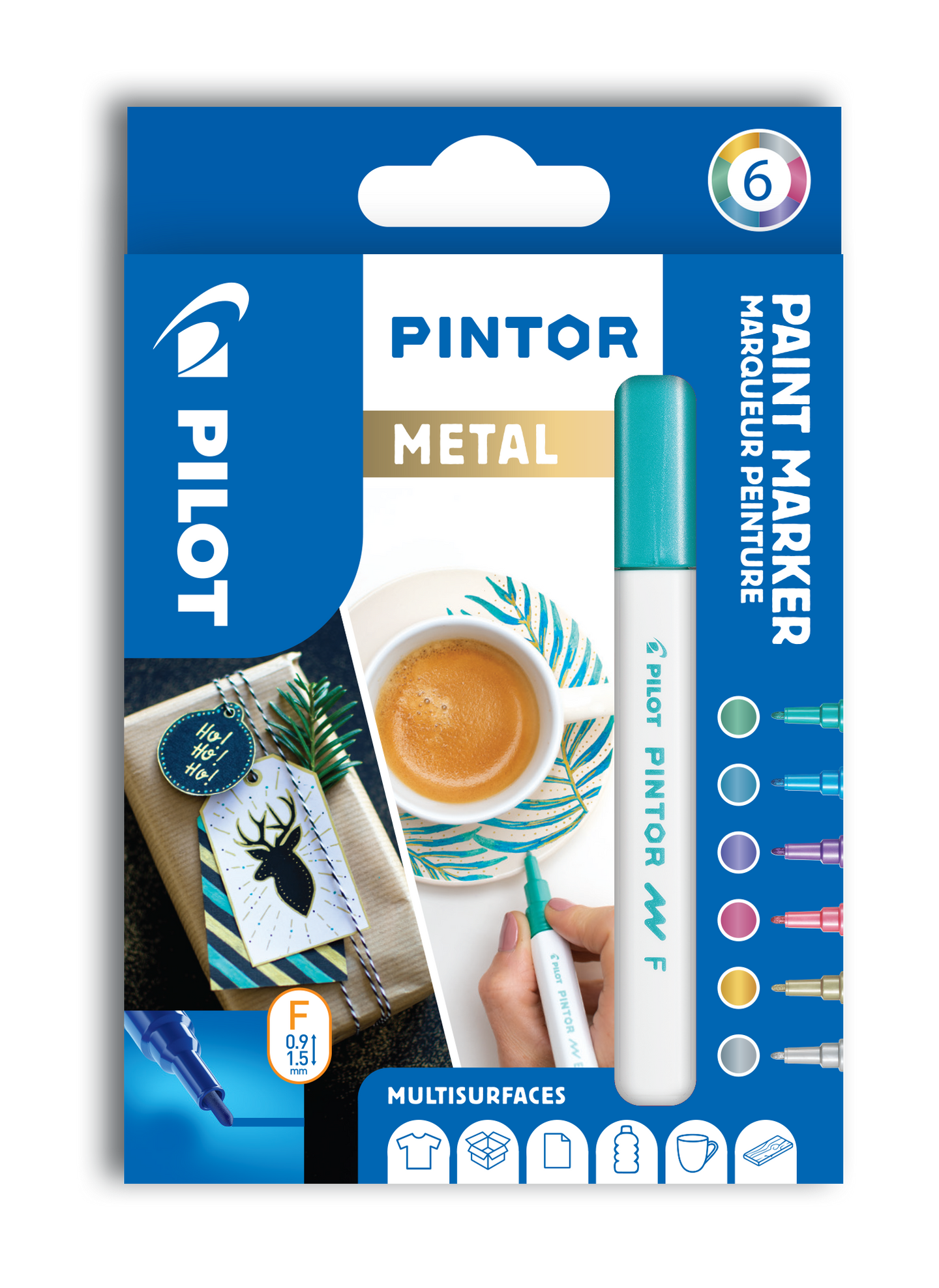 Akrylový popisovač Pilot Pintor, Fine, sada 6 ks, Metal