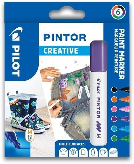 Akrylový popisovač Pilot Pintor, Medium, sada 6 ks, Creative