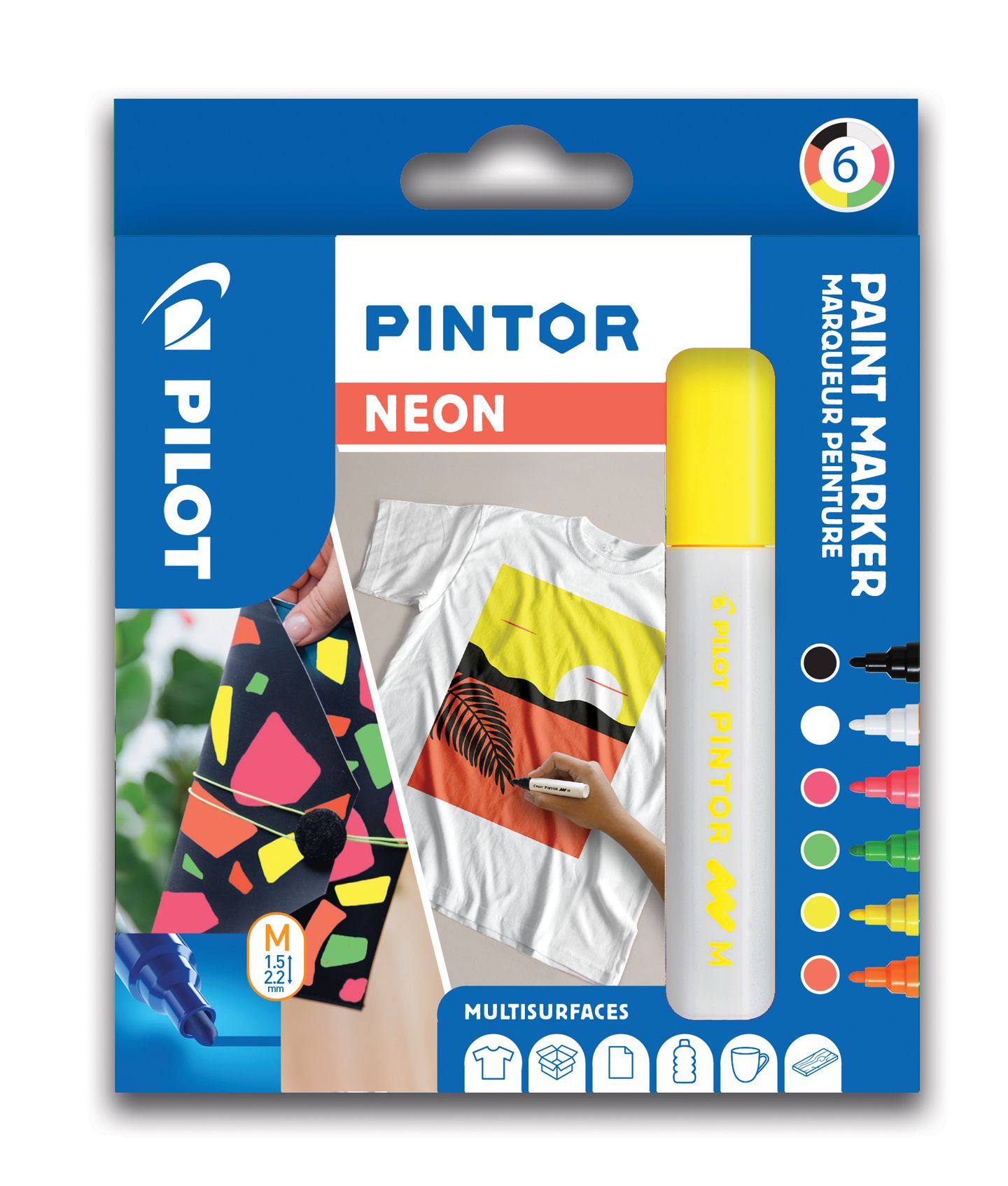 Akrylový popisovač Pilot Pintor, Medium, sada 6 ks, Neon