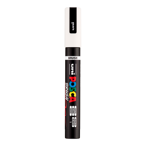 Obrázek produktu: Akrylový popisovač POSCA se štětcovým hrotem PC-5BR, 1 - 4 mm, bílá