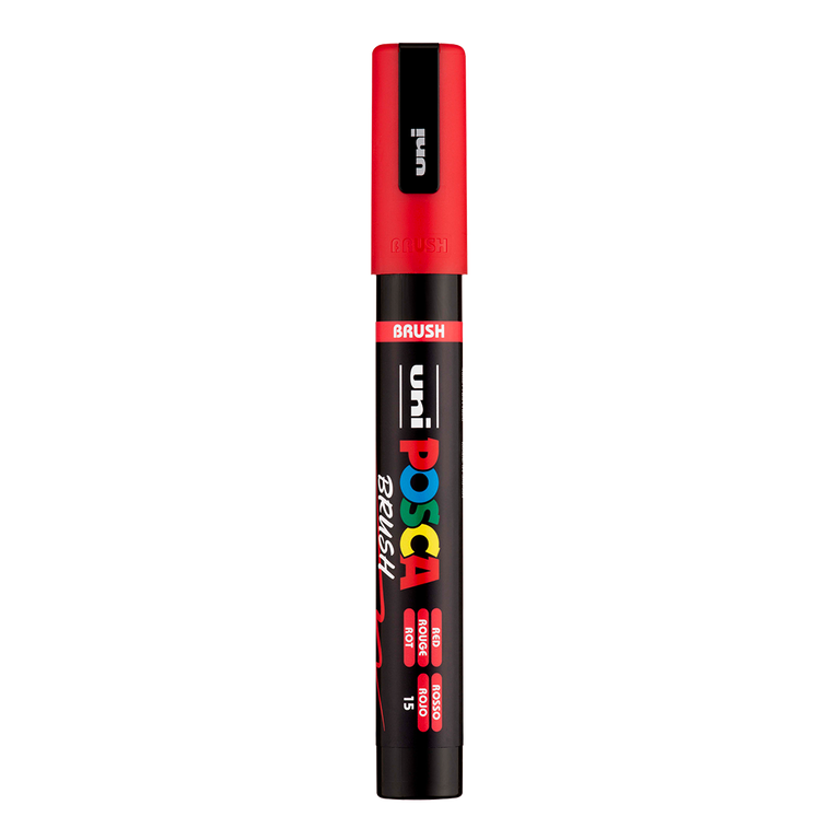 Akrylový popisovač POSCA se štětcovým hrotem PC-5BR, 1 - 4 mm, červená